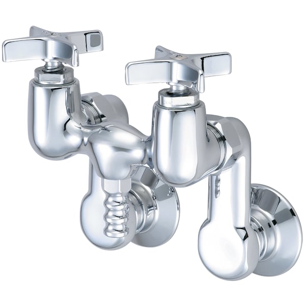 Two Handle Leg Tub Faucet, Polished Chrome, Wall